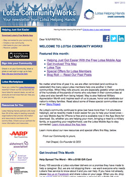 Caregiving resources: The Lotsa Helping Hands newsletter for caregivers.
