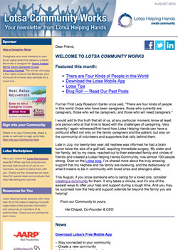 Caregiving resources: The Lotsa Helping Hands newsletter for caregivers.